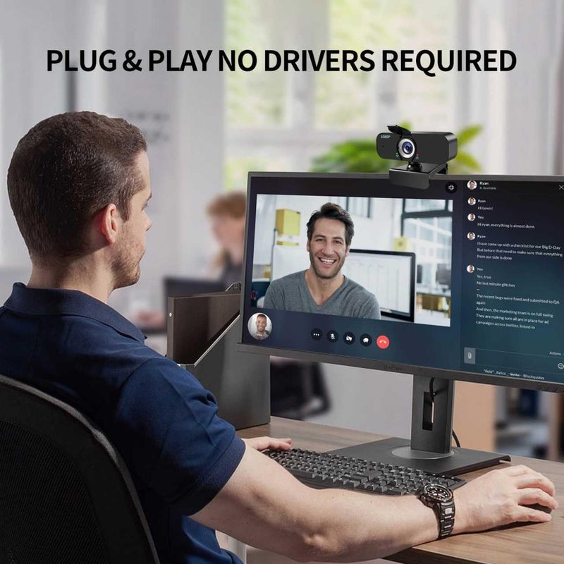 Lusinx 1080P Webcam for Computer/Laptop/Desktop/PC, External Camera with Microphone, USB Plug&Play, Auto Low Light Correction, Privacy Cover, Tripod, Wide Angle for Meeting/Online Video/Zoom - Image 5
